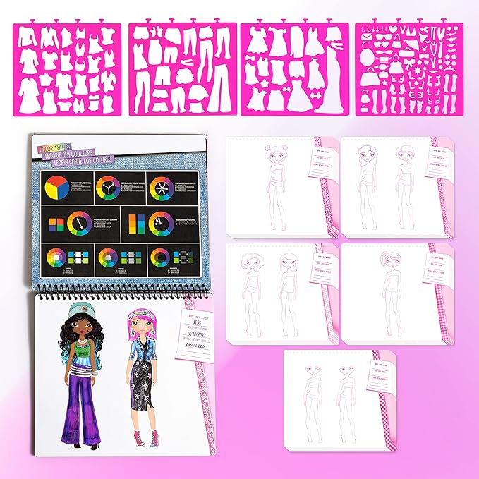 Fashion Angels I Love Fashion Sketch Portfolio, Includes Sketch Pad with Stencils & Stickers, Fashion Design Sketch Book for Girls, Ideal Drawing Kit for Kids