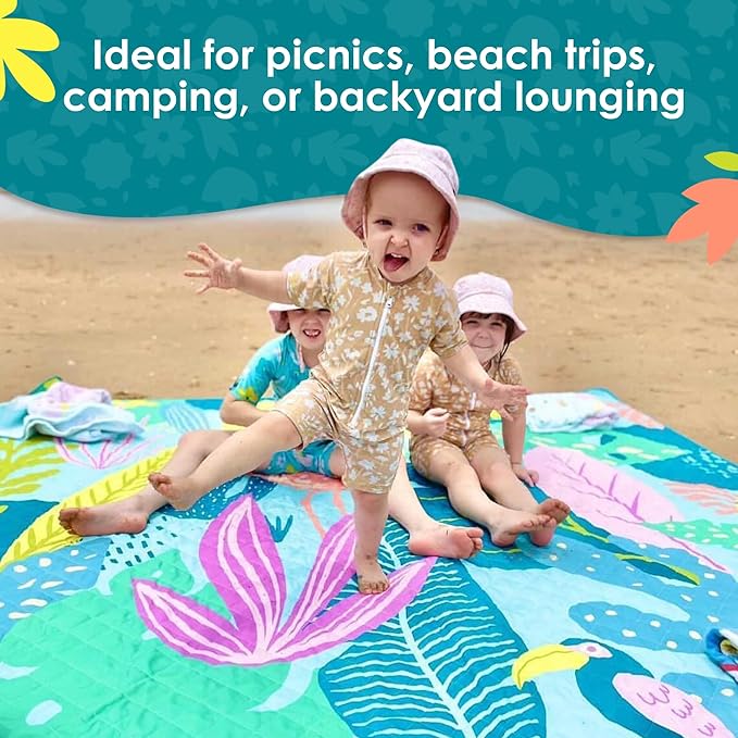 Jumbo Picnic Rug, Premium Large Picnic Mat, 6'7" x 6'7", Outdoor Waterproof Picnic Blanket Beach Mat, Foldable & Waterproof, Picnic Blankets Ideal for Beach & Park, Outdoor Blanket