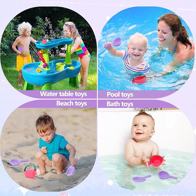Small Soft Bath Toys for Toddlers 1-3 - Super Easy to Clean Water Table Toys Baby Tub Swimming Pool Toy Fun Tactile Training Newborn Gifts, 3Packs (Pink)