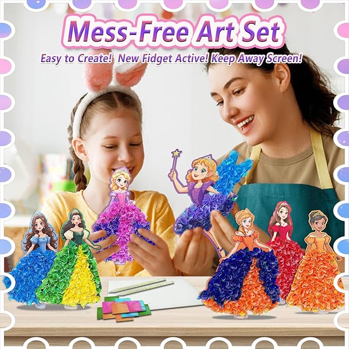 JRD&BS WINL Poke in Fun Art Kit for Kids Toys Age 3-12 Year Old 3D Creative Princesses for Girls Birthday Gifts for 3 4 5 6 7 8 9…… Year Old Boy DIY Craft Art Kit for Teens Beginner Kids