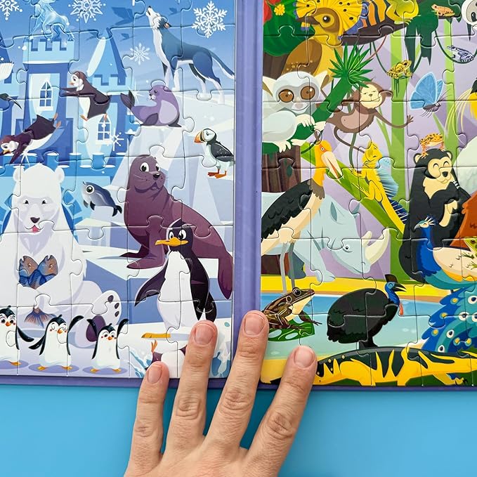 QUOKKA Magnetic Toddler Puzzles Ages 4-6 - 2x48 Travel Puzzles Games for Kids 3-5 Years Old - Activities Car Toy for Boys and Girls 2-4 yo - Polar & Jungle Animals Learning Magnet for Road Trip