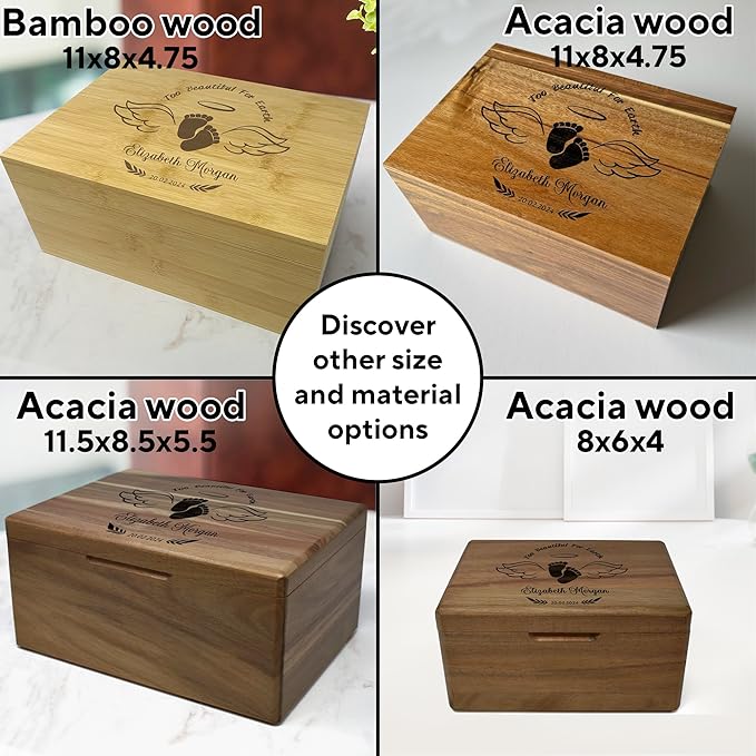 Miscarriage Memory Box Bamboo Wood - Loss of Baby Sympathy Gifts Unique, In Loving Memory Gifts Baby Loss Keepsake Box for Mother, Infant Memorial Gifts for Miscarriages Parents, Friends, 11x8x4.75 in