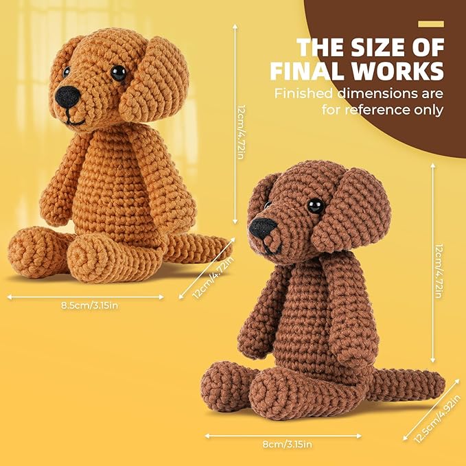 MOREJMTT Crochet Kit for Beginners, Learn to Crochet, Include Easy Knitting Soft Yarn, Step-by-Step Video Tutorial, Hook, Holiday Birthday Gift for Adults and Kids(2 Pack Golden Retriever)