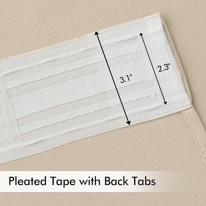 MIULEE Back Tab Cream Beige Curtains 120 Inch Long 2 Panels Set for Living Room Bedroom, Ivory Rod Pocket/Pinch Pleated Light Blocking Extra Long Thermal Insulated Room Darkening Blackout Drapes