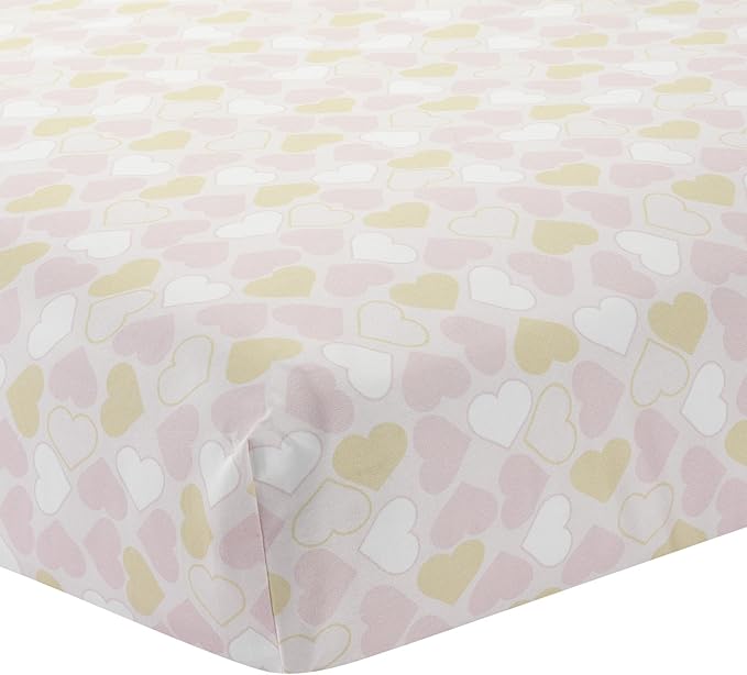 Lambs & Ivy Baby Love Pink/Gold Girl Heart 4 Piece Crib Bedding Set