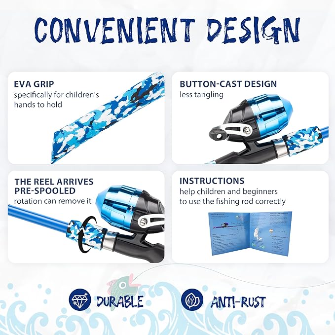 Kids Fishing Pole, Portable Telescopic Kids Fishing Poles for Boys and Girls, Fishing Rod and Reel Combo Kit with Tackle Box, and Fishing Net, Best Fishing Pole for Toddler Youth