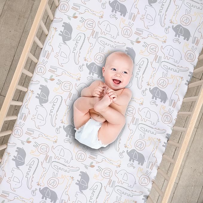 Lambs & Ivy Jungle Story 3-Piece Infant Safari Tan Baby Crib Bedding Set