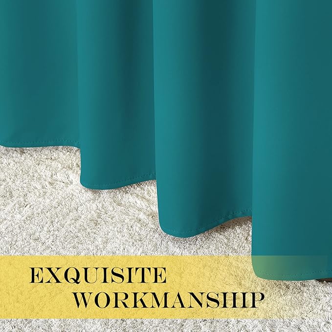 NICETOWN Blackout 78 inch Curtains for Doorway 2 Panels Set, Grommet Thermal Window Treatments Room Darkening Door Curtains for Bedroom/Home Family, Peacock Teal, W52 x L78