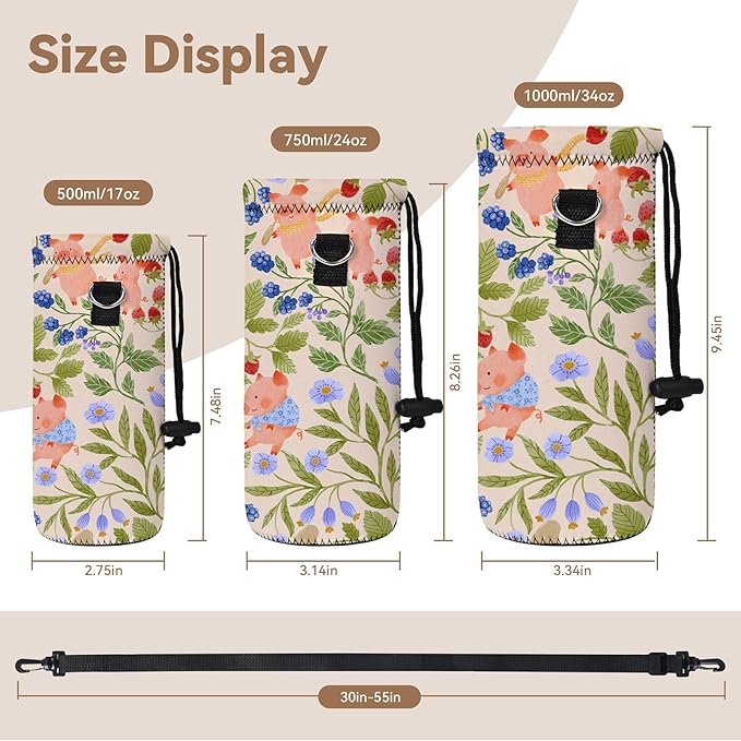 AUPET Water Bottle Sling Bag Carrier Crossbody Sleeve,Insulated Neoprene Bottle Case Holder Pouch Cover 500ML/17oz with Shoulder Strap for Walking Women Men