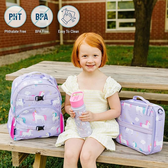 Wildkin ECO rPET 15-inch Kids Backpack – Sustainable, Padded, Adjustable – Unicorn
