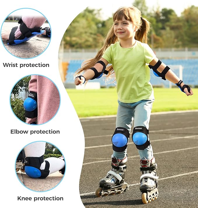 BOSONER Kids/Youth Knee Pad Elbow Pads for Roller Skates Cycling BMX Bike Skateboard Inline Rollerblading, Skating Skatings Scooter Riding Sports