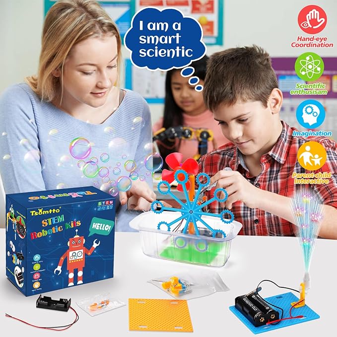 STEM Robotics Kit 6 Set Science Experiments Project Activities Toys for Kids 6-8 8-12 Engineering Building Electronic Motor Robot Kid Craft Boy Girl 5+ 6 7 8 9 10 12 Year Old Gift Summer Outdoor Toy