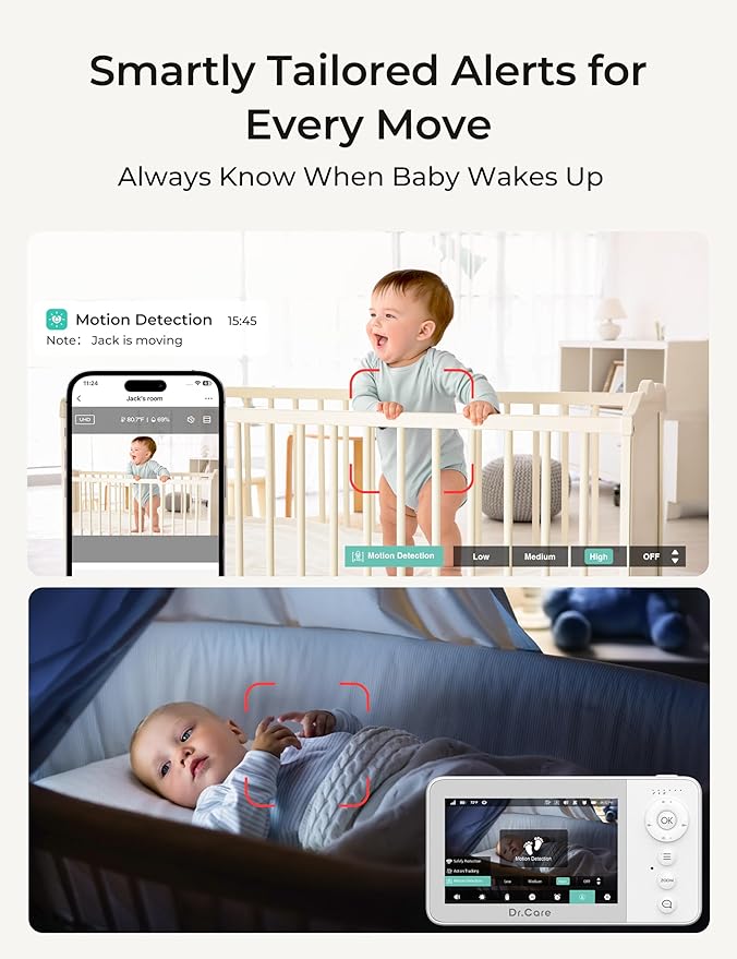 VistaView Lite RB Smart WiFi Baby Monitor with 2 Cameras - 4” 720P Split Screen & 1080P Camera App Control, Motion Alerts, 2500mAh Removable Battery, Night Vision, Multi-User, Triple Security