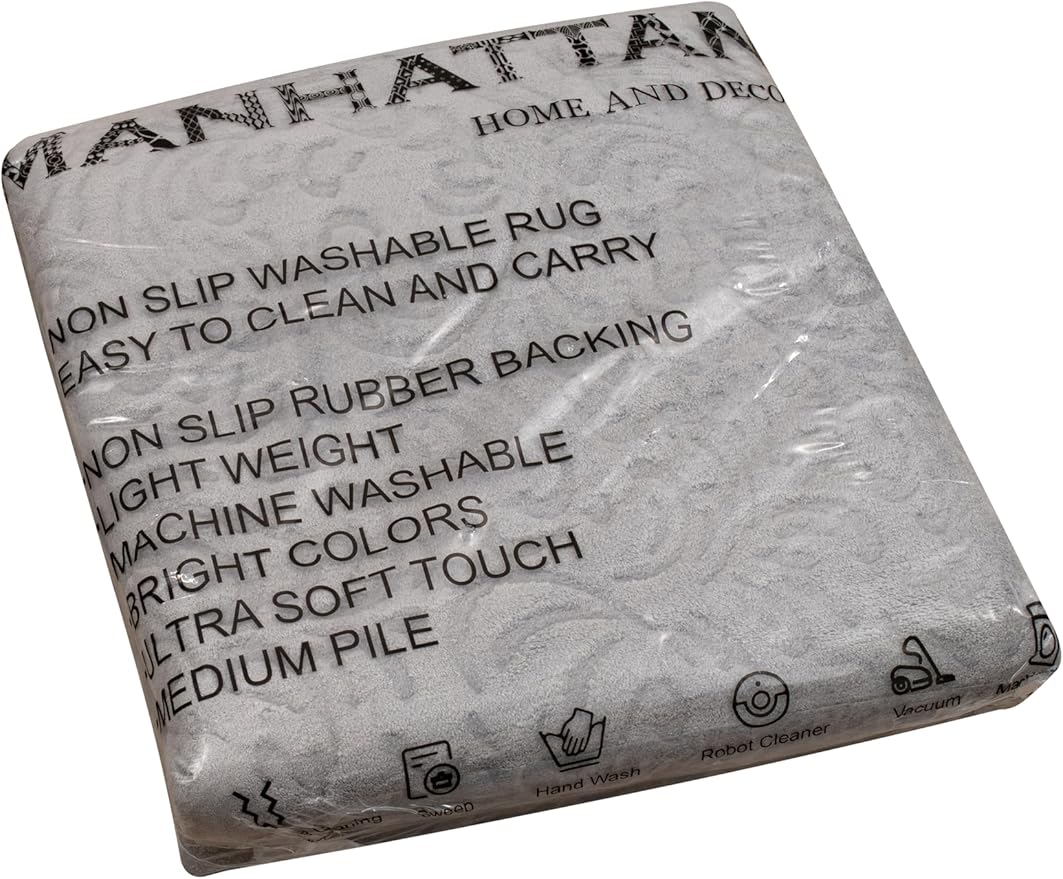 Non-Slip Washable 5x7 Area Rugs for Living Room Bedroom, Ultra Soft Bedside Rug, Indoor Floor Carpet for Kids Girls and Boys, Dorms, Nursery Rooms, Non-Skid Area Rug, Flower Grey, 5' x 7'