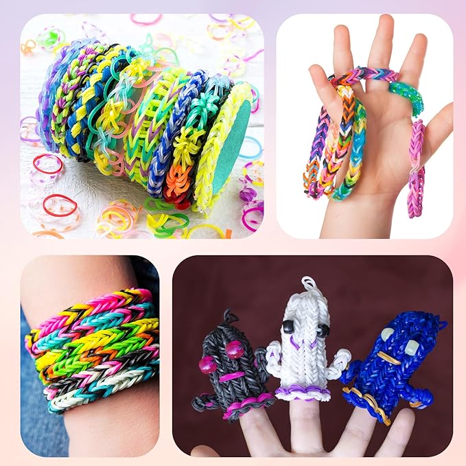 Ybxjges 3600+Rubber Band Bracelet Kit,Loom Bracelet Making Kit for Kids,Friendship Bracelet Loom Bands Kits with Loom Bands Supplies for Children Girls Gifts DIY Crafting Kit