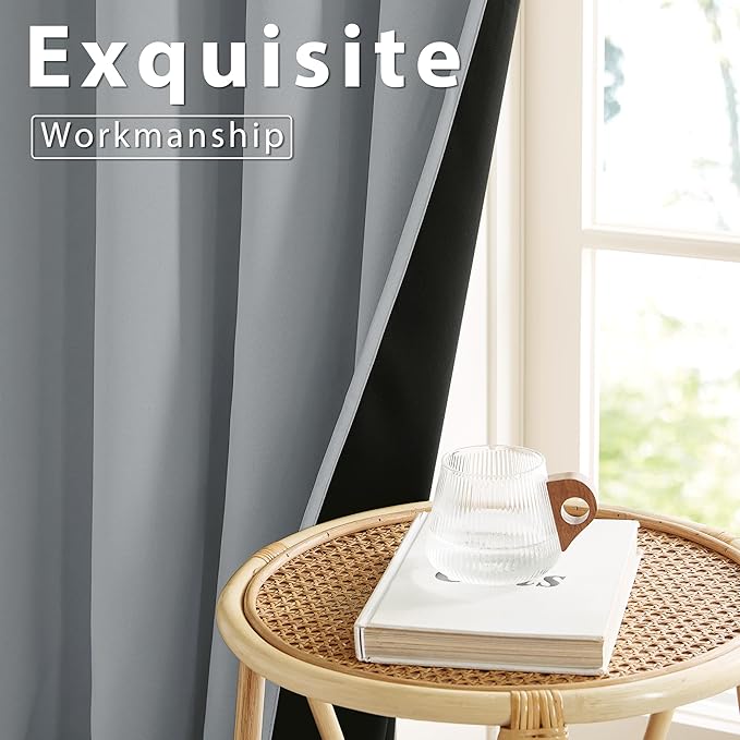 NICETOWN Grey Blackout Curtains for Bedroom 52 X 84 Inch Long 2 Panels Set Light Room Darkening Plylux Drapes for Living Room, Soundproof Thermal Insulated Grommet Window Treatment