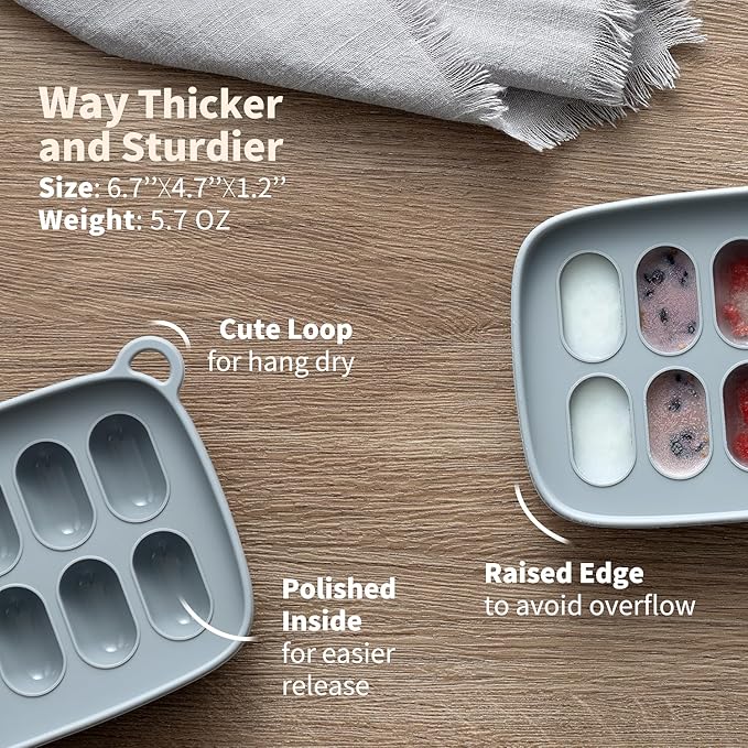 SAMiGO Baby Food Fruit Feeder and Breastmilk Popsicle Mold Set, Silicone Fruit Teether, Food Feeder Pacifier for Teething Relief, Freezer Tray, Baby Feeding Essentials, 4 Months+