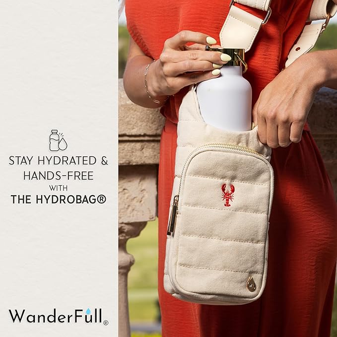 WanderFull® Original HydroBag® Collection, Water Bottle Holder w/Strap & Phone Pocket, Hands-Free Crossbody Water Bottle Bag