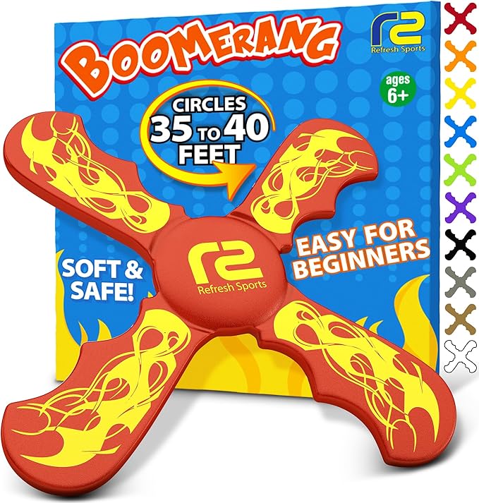Boomerang for Kids - It Really Does Fly Back - Fun & Easy to Use Toy Gifts for Boys & Girls - Soft Foam Design Allows for Safe Play Perfect Beginner Toy Gift Idea & Kids Boy Birthday Party Activity