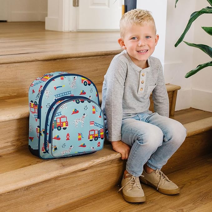 Wildkin 12-inch Kids Backpack – Padded, Adjustable, Ideal for Daycare & Travel - Firefighters