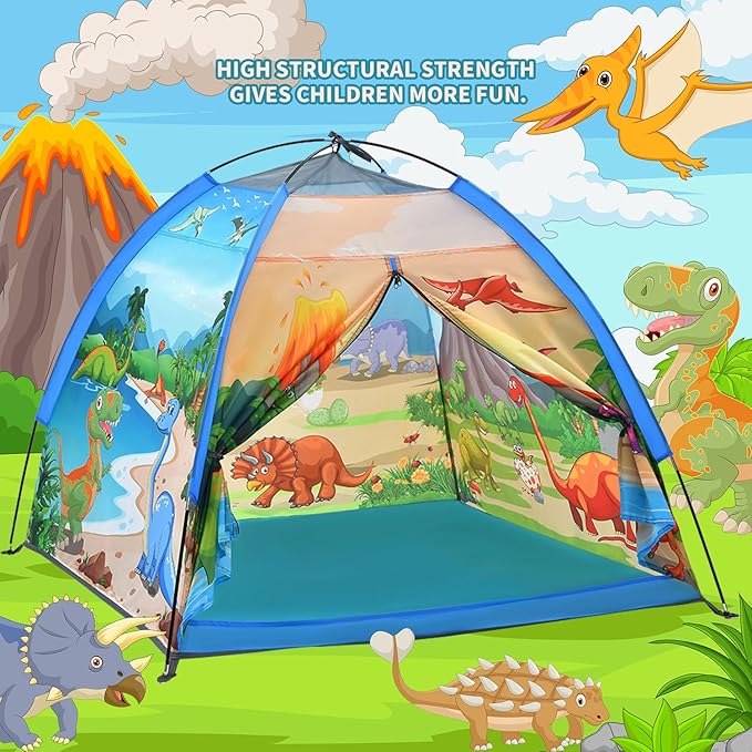 Kids Play Tents,the World of Dinosaurs Tents for Kids Indoor/Outdoor fun, Dinosaurs Dome Playhouse for Boys & Girls,Durable and Breathable Premium Material, Perfect Kid’s Gift- 47" x 47" x 43"
