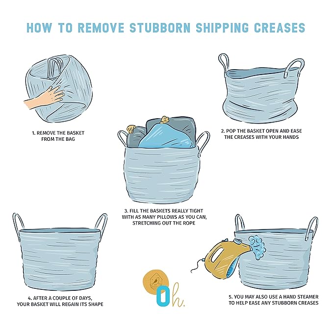 OrganiHaus Large Blanket Basket for Living Room 20x13, Rainbow Rope Basket for Classroom Organization, Toy Storage Basket, Woven Kids Laundry Basket, Baby Toy Box, Cute Storage Basket, Nursery Hamper