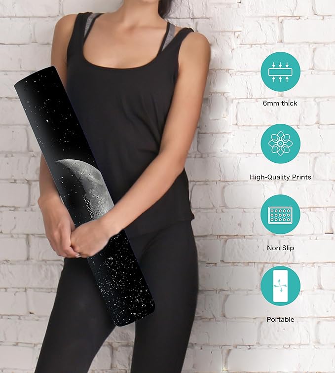 Non Slip Yoga Mat TPE Workout Mat for Men Women, Thick Workout Mat with Carrying Strap, Fitness Mats for Exercise, Yoga, Fitness, Pilates, Floor Workouts (72" x 24" x 6mm)