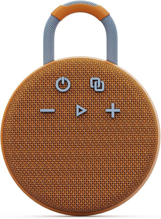 MusiBaby Travel-Ready Mini Speaker – Bluetooth 5.3, Rugged Waterproof Build, Strong Bass for Hiking Trails, Biking Loops, Back-to-School or Holiday Gifting (Yellow)