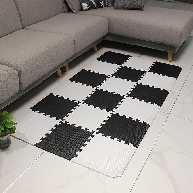 MQIAOHAM® 18 Pieces + 18 Edges Puzzle Play Mats, Soft Baby Play Mat, Kids Interlocking Foam Floor Tiles, Toddlers Carpet Playmats XZ301018-101104