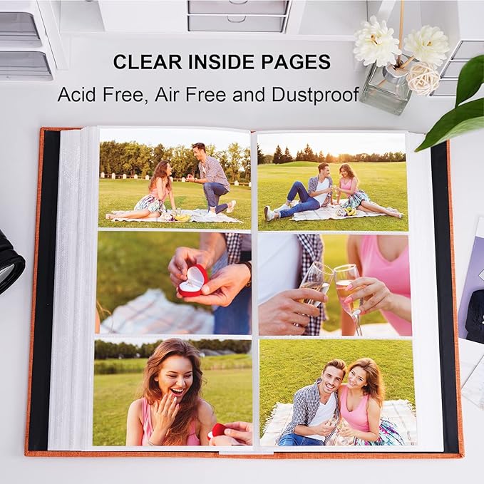 Vienrose Linen Photo Album 420 Pockets for 4x6 Photos Fabric Cover Photo Books Slip-in Picture Albums for Wedding Baby Vacation