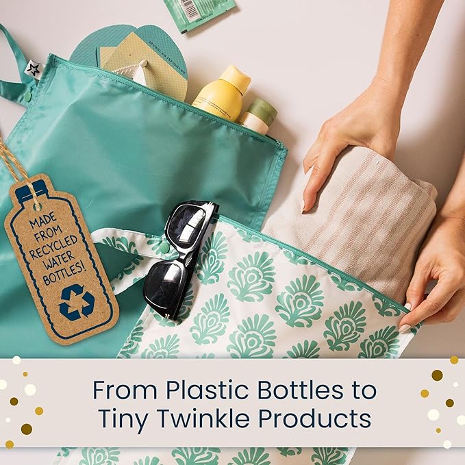Tiny Twinkle Mess-Proof Waterproof Wet Dry Bag | 2-Pack Reusable Wet Bags for Swimsuits & Baby Clothes | Leakproof Wet Bag for Travel & Diaper Changes for Baby (Boho Rainbow)