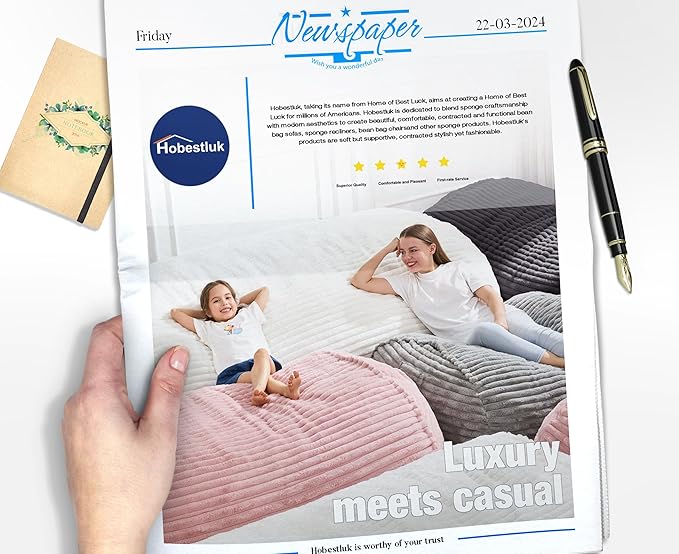 Hobestluk 6FT Bean Bag Chairs Adult Bean Bag with Portable Handle Comfy Large Bean Bag Lounge Chair with Removable Cover for Living Room Bedroom (Stripe Grey, 6FT)