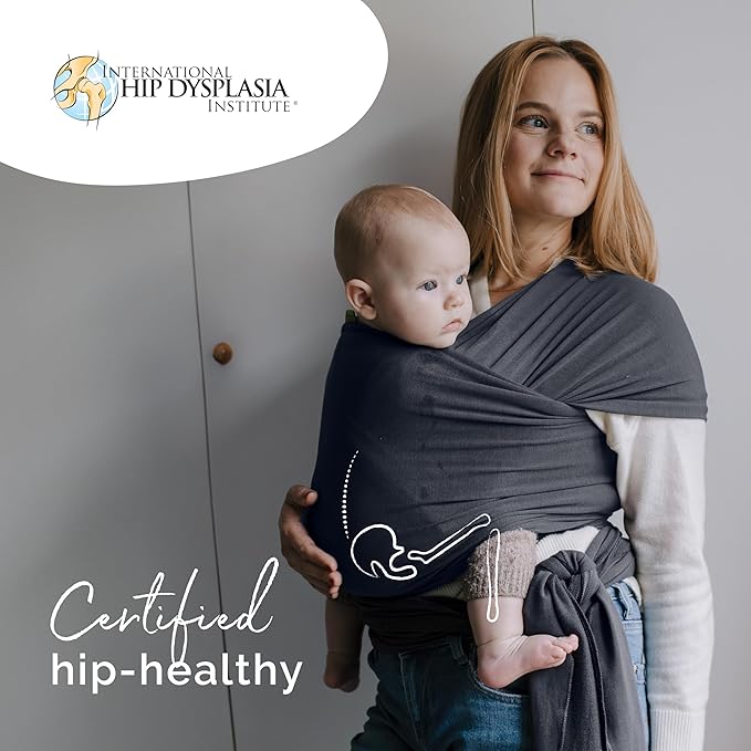 Boba Baby Wrap Carrier – Original Baby Sling Carrier for Newborns (7–35 lbs), Soft, Secure, Hands-Free & Ergonomic, Ideal for Comfortable Bonding, New Parents (Serenity Charcoal)