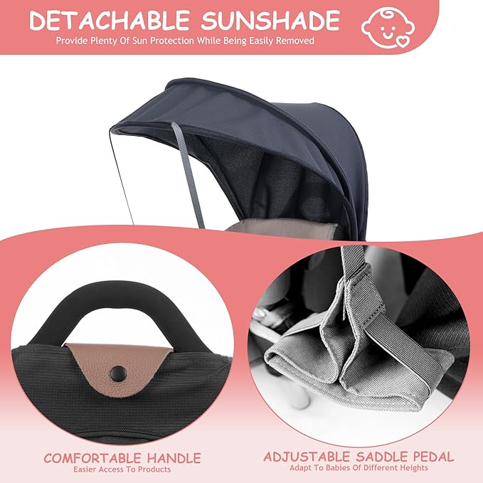 Wipha Baby Backpack Carrier, Toddler Carrier with Canopy, Adjustable and Safe Hiking Backpack for Baby(Creeper III-Black)