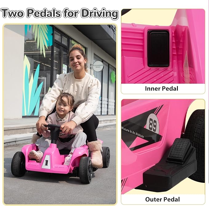 TOBBI 24V 2 Seater Kids Go Kart Ride On Toy Car, Battery Powered Electric Vehicles with Parent Remote/Trunk/Soft Start/Safety Belt/Music/Max Load 198 LBS for Toddlers 3-8 Years