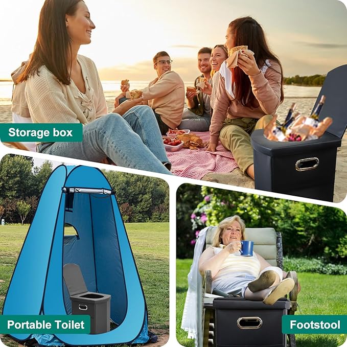 Upgrade XL Portable Toilet for Adults, Extra Large Portable Travel Floding Toilet, Camping Tall Toilets with Lid for Adults and Kids Compact Potty for Car,Hiking,Beach and Camping