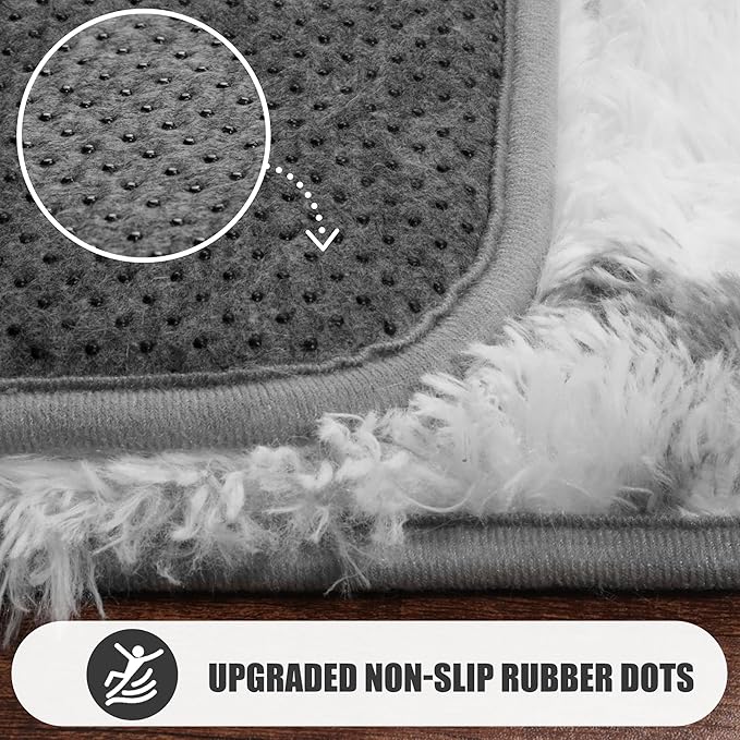 ONASAR 6x9 Area Rugs for Living Room Bedroom, Washable Large Fluffy White and Grey Throw Rug, Geometric Soft Plush Shaggy Floor Carpet for Nursery Kids Girls Boys Teen Dorm Home Decor Aesthetic