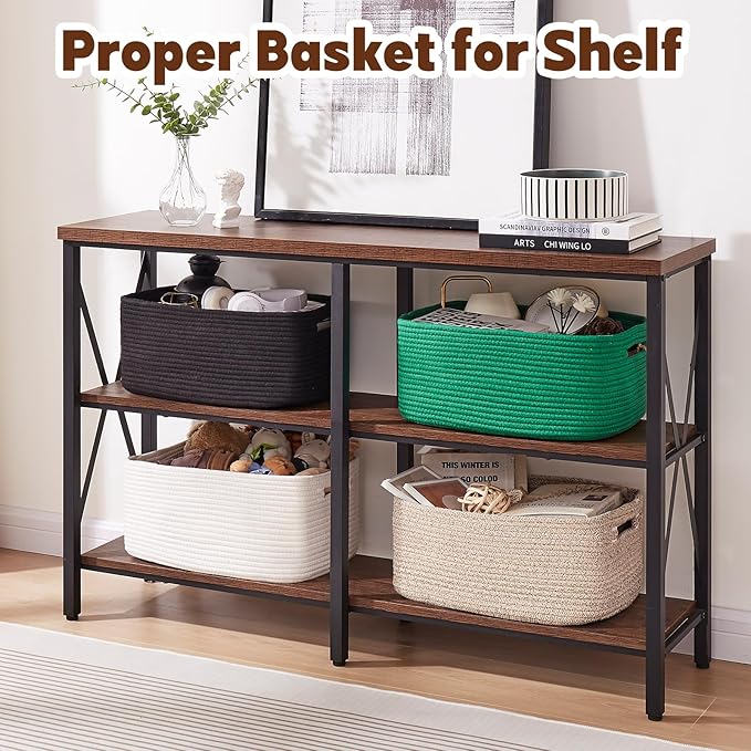 OIAHOMY Storage Basket for Shelves, Closet Cube Storage Bins Baskets for Clothes Blanket Towels, Baby Nursery, Toy Baskets Box, Woven Rope Basket, 15.75*11.81*7.09 IN, 2 Packs White