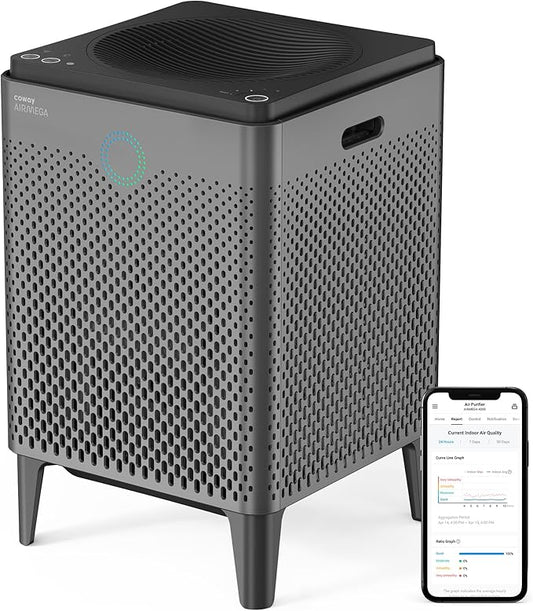 Coway Airmega 400S(G) App-Enabled Smart Technology Compatible with Amazon Alexa True HEPA Air Purifier, Covers 1,560 sq. ft, Graphite
