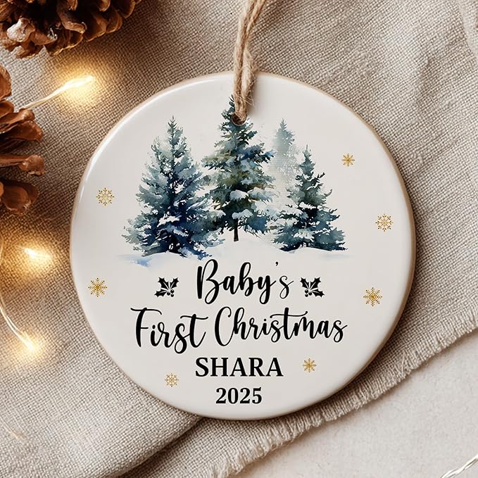 Personalized Baby First Christmas Ornament 2025 - Custom Newborn Keepsake - Sweet Gift for New Parents Mom Dad - Sweet Baby, Boy, Girls, Mom, Dad Holiday Celebration
