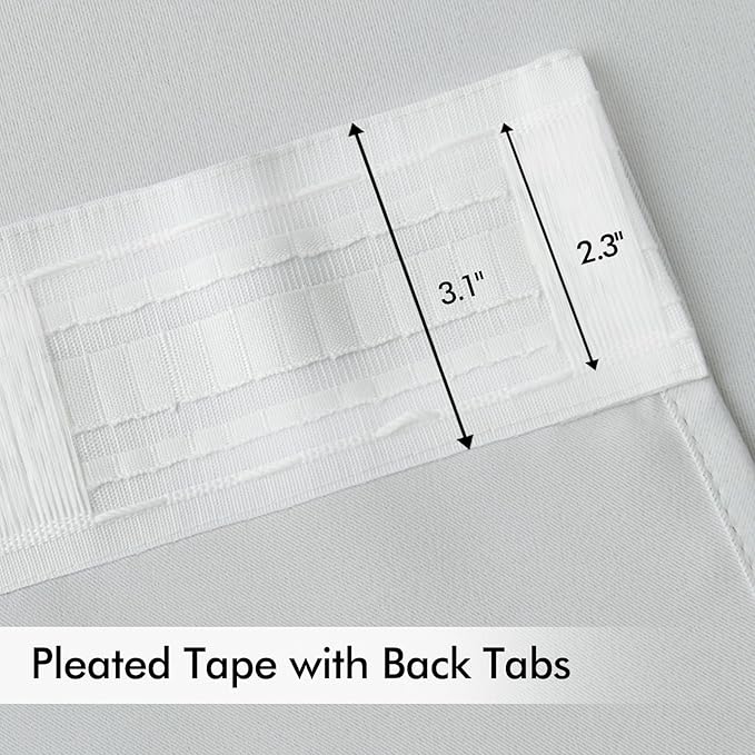 MIULEE Back Tab Light Blocking Curtains 102 Inch Long 2 Panels Set for Living Room Bedroom, Greyish White Rod Pocket/Pinch Pleated Thermal Insulated Room Darkening Floor to Ceiling Blackout Drapes