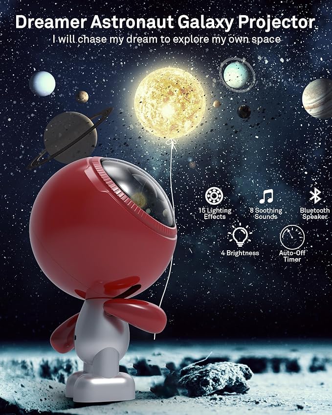 Astronaut Galaxy Projector, AIRIVO Star Projector for Bedroom, Robot Galaxy Projector Night Light for Kids, Bluetooth Speaker Ceiling Projector, Room Decor Gifts for Adults, Teens, Christmas
