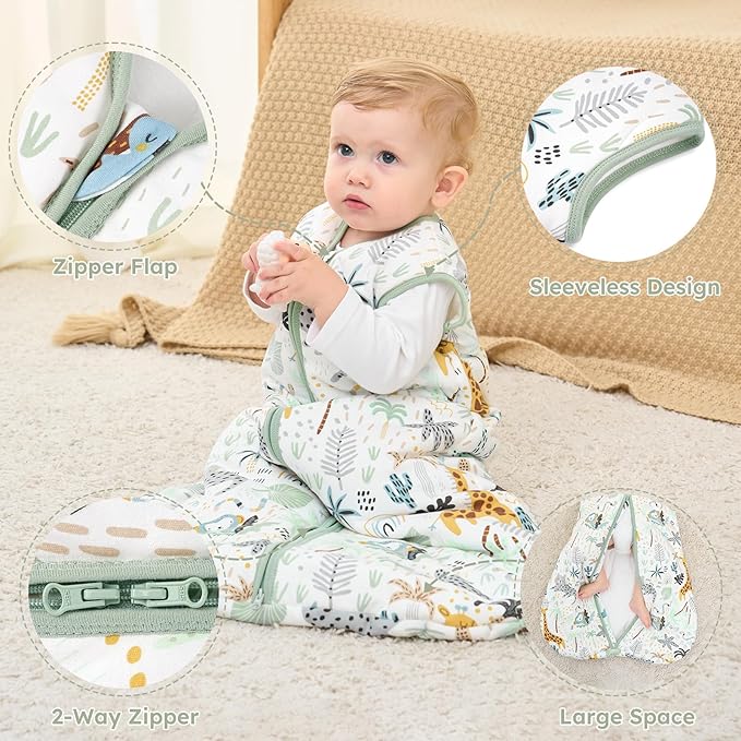 Yoofoss Baby Sleep Sack 0-6 Months, TOG 2.5 Baby Wearable Blanket with 2-Way Zipper, 100% Organic Cotton Fabric Winter Newborn Sleeping Sack, Warm Soft Comfy