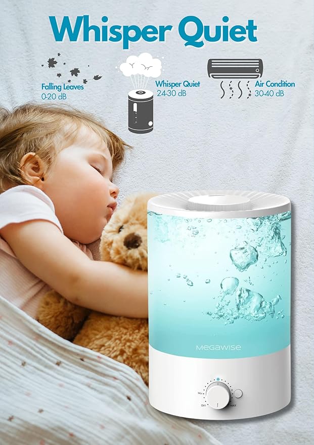 MegaWise Topfill 7-colour Night light humidifier for Kid bedroom with 3.5L Large Capacity, No leakage Design Fine Mist Output Auto Shutoff, Essential Oil Safe Tank