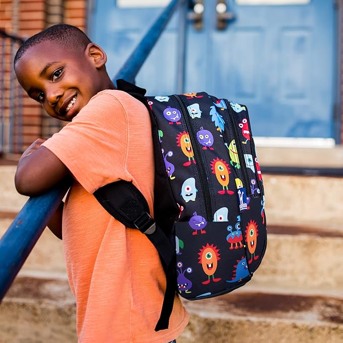Wildkin 15-inch Kids Backpack – Durable, Padded, Adjustable for School & Travel - Monsters