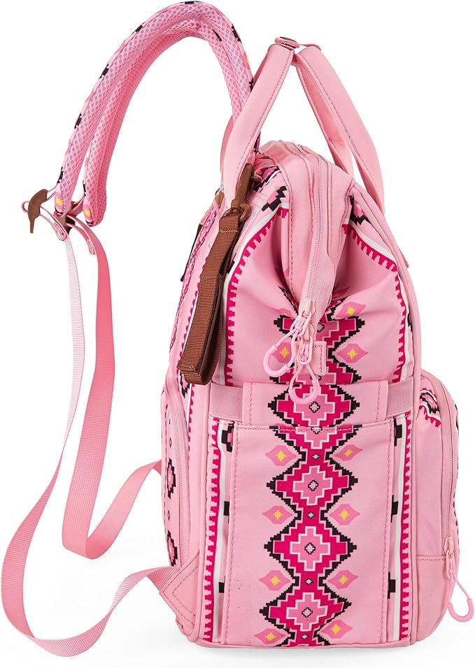 Wrangler Aztec Backpack Organized Daypack Travel Baby Bag with Stroller Strap and Side Bottle Pockets WG2204-9110PK