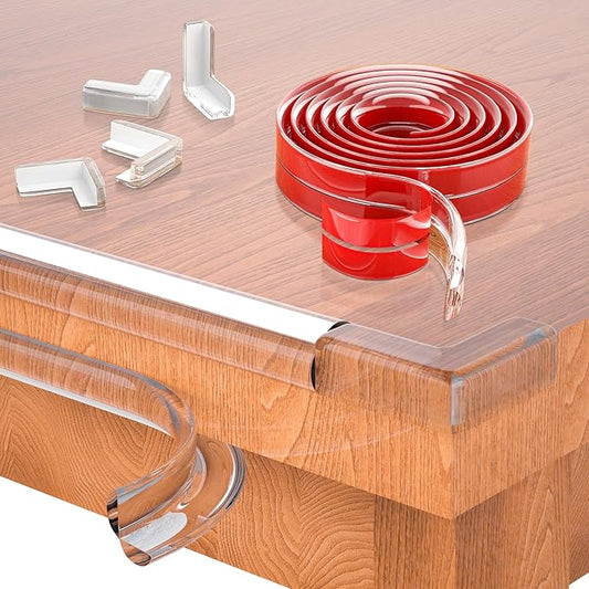 Clear Corner Protector 20ft(6M) with 4 Corners,Corner Protector Baby Proofing,Furniture Corner Guard & Edge Safety Bumpers, Soft Edge Protector with Upgraded Pre-Taped Strong Adhesive