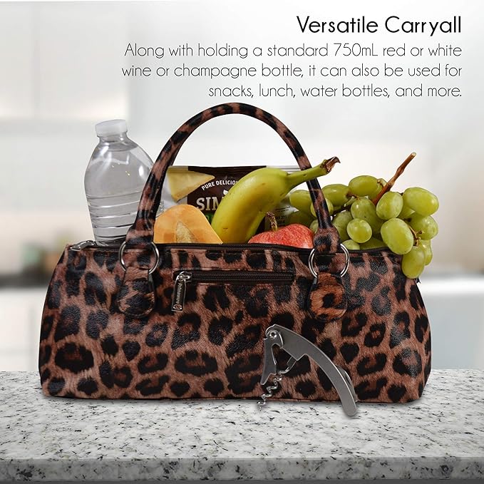 Wine Clutch Bag (Thermal Insulated) Trendy Women's Carry Tote | Holds Red & White 750mL Bottles | Trendy Fashion | Incl. Portable Waiter-Style Corkscrew