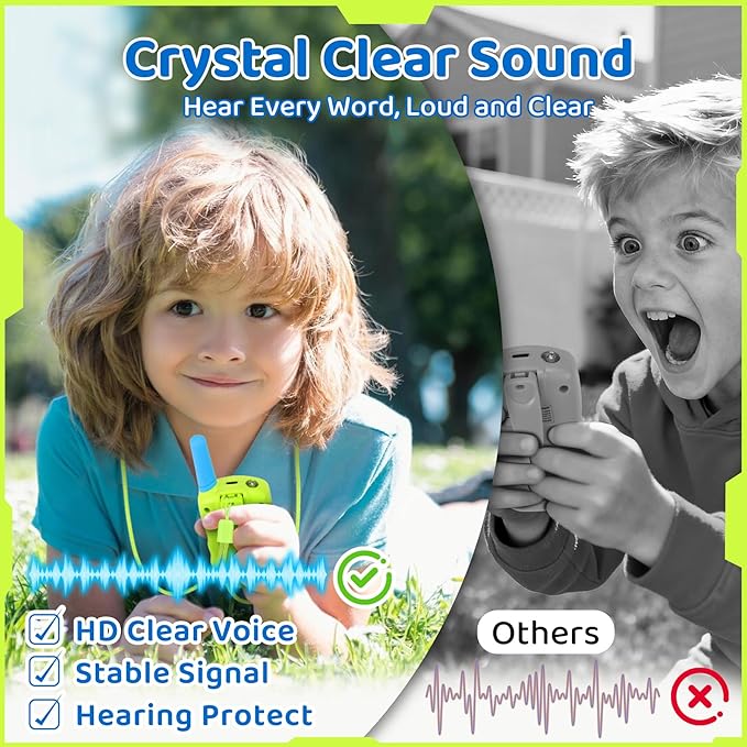 Vvinca Walkie Talkies for Kids Rechargeable Toys for Ages 5-7, Long Range 22 Channels 2 Way Kids Walkie Talkie with Flashlight for Camping Hiking Indoor Outdoor 3 4 5 6-12 Boy Girl Christmas Birthday