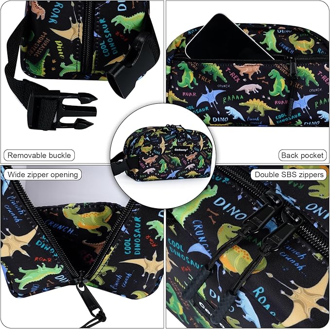 Cerbonny Freezable Cooler Bag for Work/School Travel - Mini Insulated Bag Fit For Yogurt, Suit for 3+(Black Dinosaur)